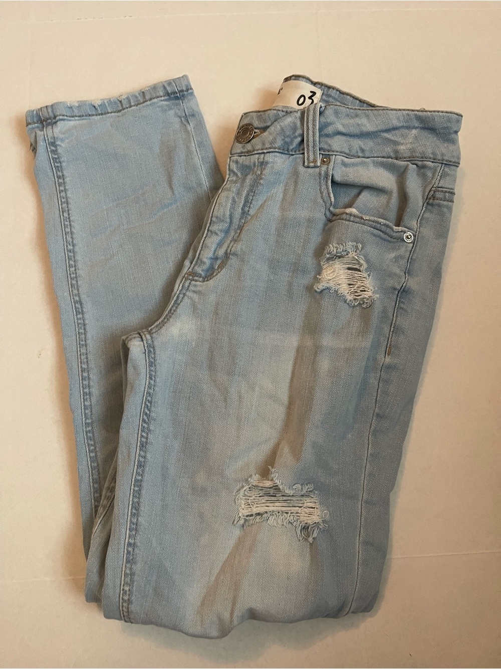 Garage Light Wash Straight Leg Distressed Jeans